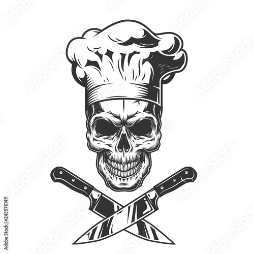 Vintage monochrome chef skull