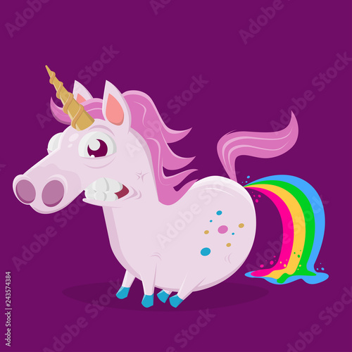 funny illustration of rainbow shitting unicorn © shockfactor.de
