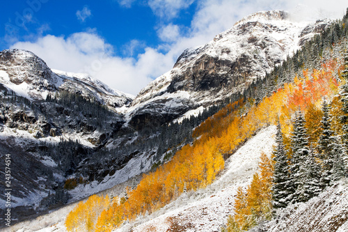 San Juan Mountains in Fall Colors and Snow, Colorado