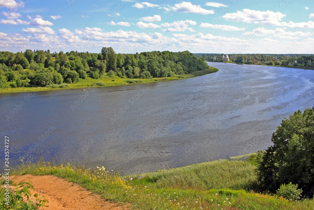 Fototapeta premium Valley of the Volkhov river in Old Ladoga, Russia