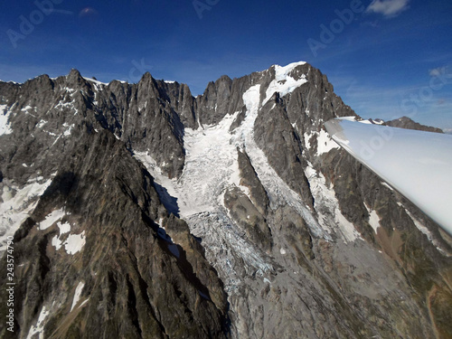Grandes Jorasses. Aerial View from glider. Italian Alps