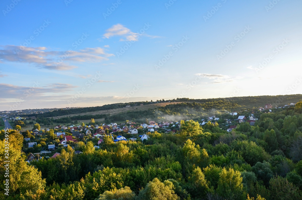 Beautiful  top view of country village in suburbs of Moscow, Russia