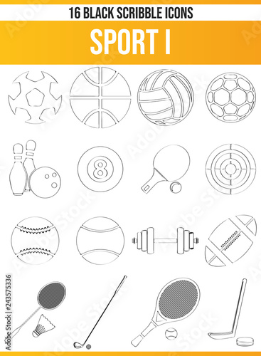 Scribble Black Icon Set Sport I