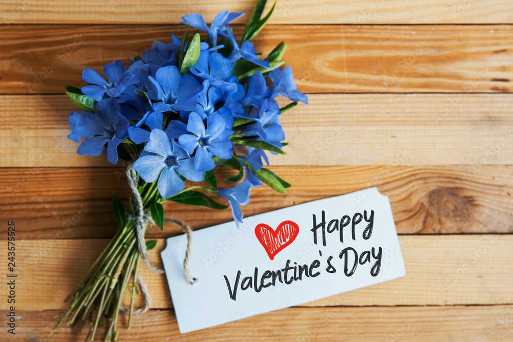 text Happy Valentine's Day card with flowers 