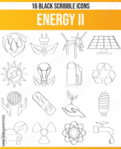 Scribble Black Icon Set Energy II