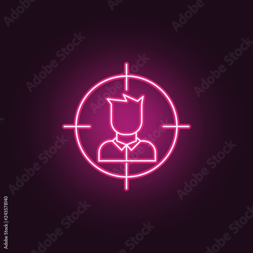 target of murder icon. Elements of Crime Investigation in neon style icons. Simple icon for websites, web design, mobile app, info graphics