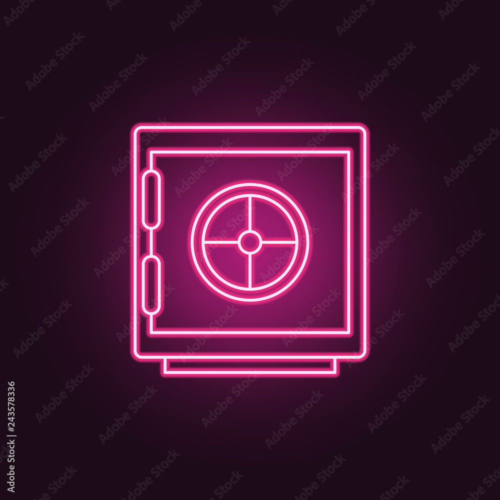Obraz premium safe icon. Elements of Crime Investigation in neon style icons. Simple icon for websites, web design, mobile app, info graphics