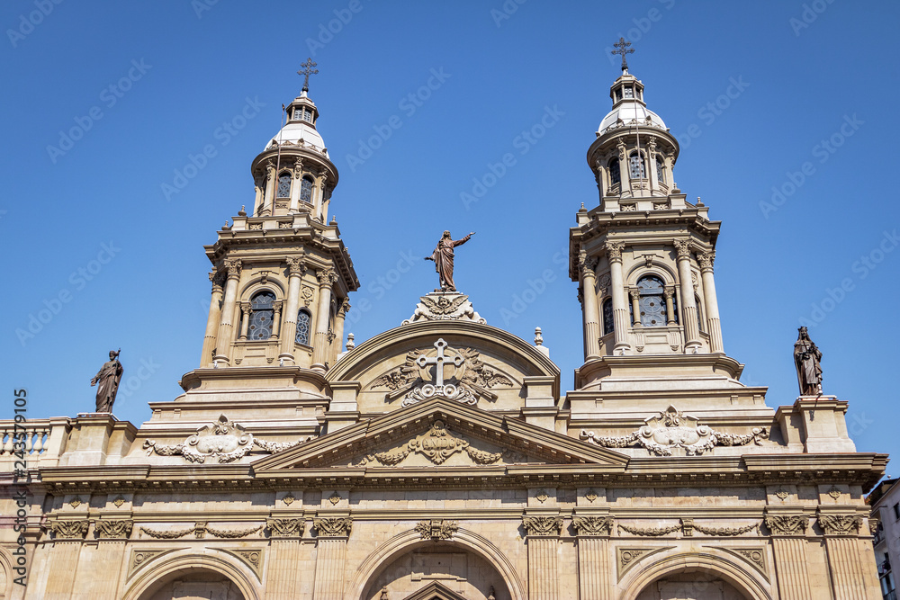 Santiago Metropolitan Cathedral at Plaza de Armas Square -  Santiago, Chile