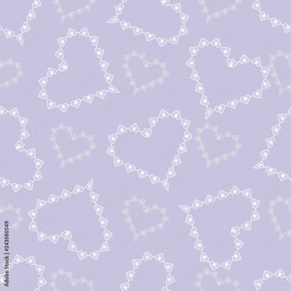 Valentine day. Cute abstract lace hearts seamless pattern. Love print