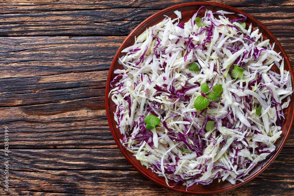 Malfouf Salad, Lebanese Cabbage Slaw, close-up Malfouf Salad, Lebanese Cabbage Slaw, close-up