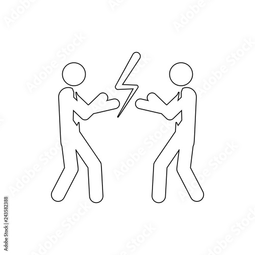 Businessmen with boxing gloves ready to fight icon. Element of conflict for mobile concept and web apps icon. Thin line icon for website design and development, app development