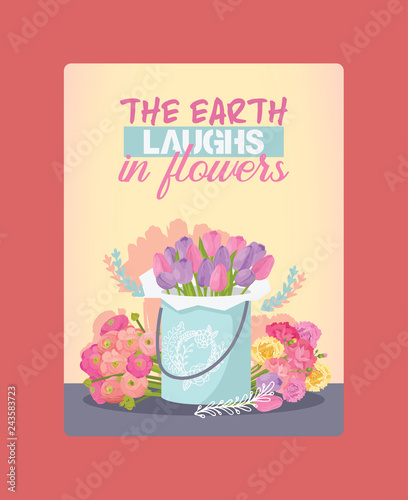 Bouquet vector beautiful floral backdrop with blossom flowers illustration fl...