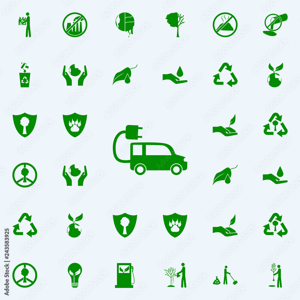 Electra car green icon. greenpeace icons universal set for web and mobile Electra car green icon. greenpeace icons universal set for web and mobile