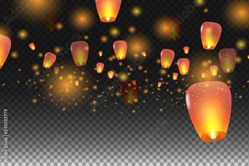 Lanterns isolated on transparent background.