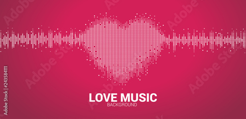 Sound wave heart icon Music Equalizer background. love music visual signal pixel style