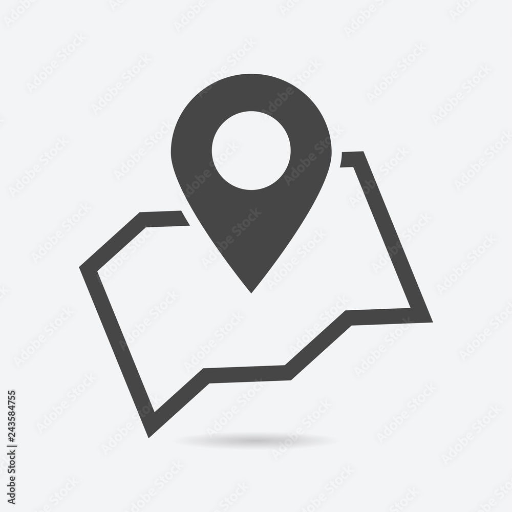 Map icon flat style isolated on background. Map sign symbol for web site and app design.