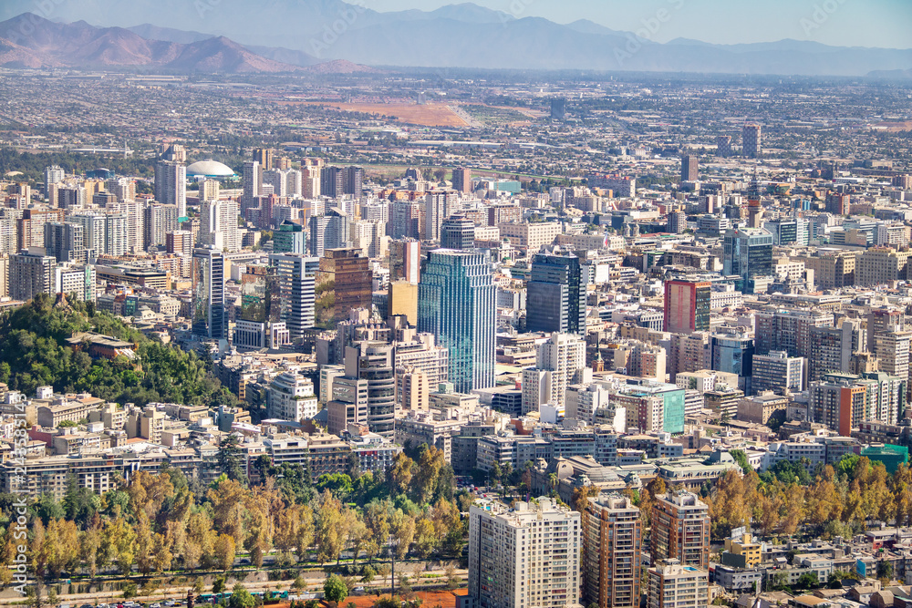 Aerial view of downtown Santiago - Santiago, Chile