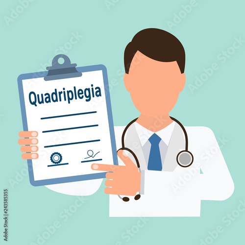 Quadriplegia (neurological disorder). Vector image on a uniform isolated background.