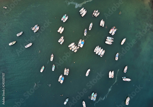 aerial view. ships in Sri Lanka. Blue island