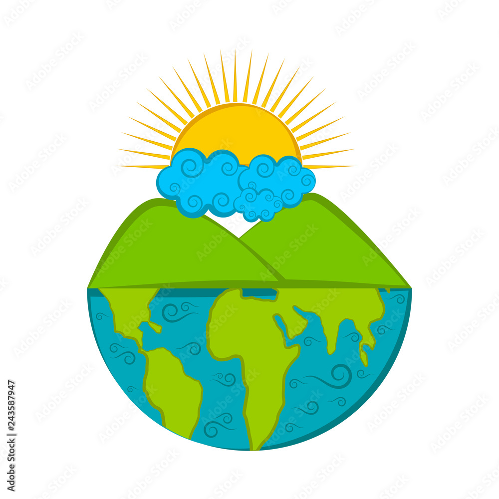 Fototapeta premium Nature landscape on a half earth. Vector illustration design