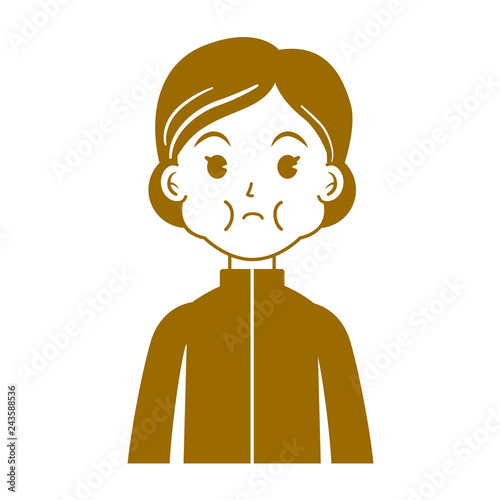 ほほをふくらます女性