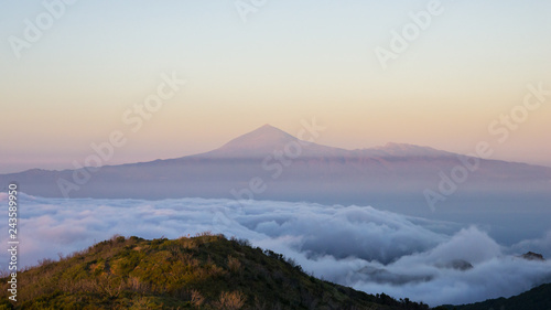Panoramic view of Teide volcano from the island of la Gomera