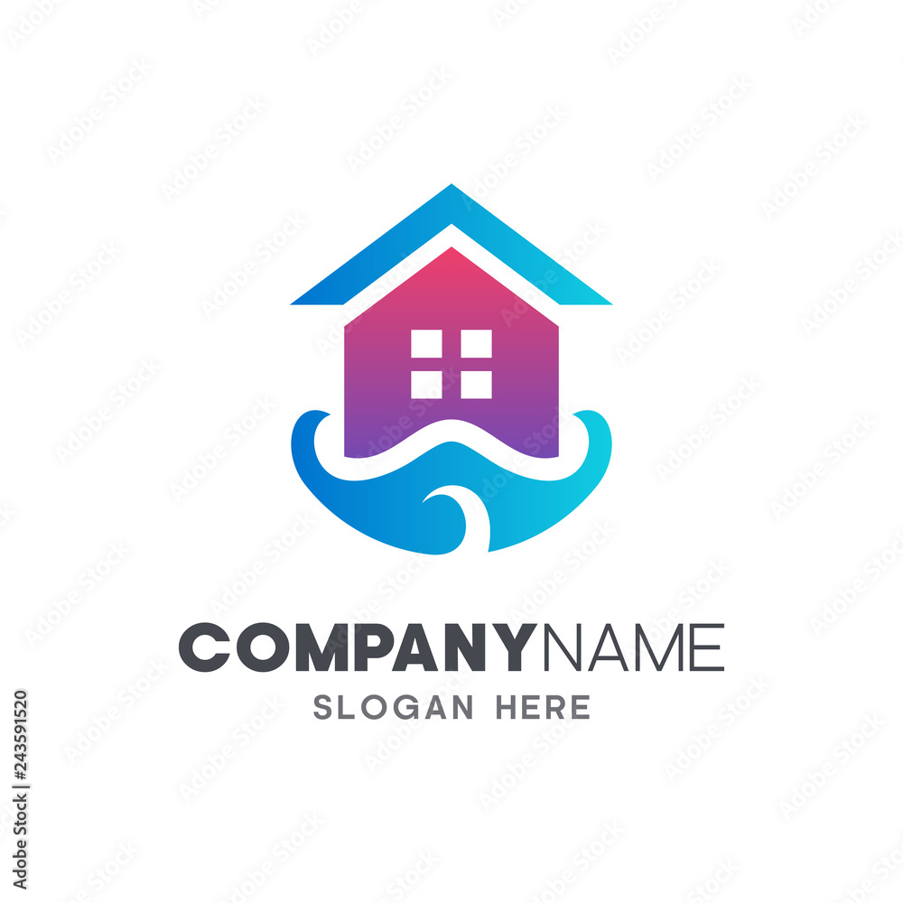 house + wave vector logo house + wave vector logo