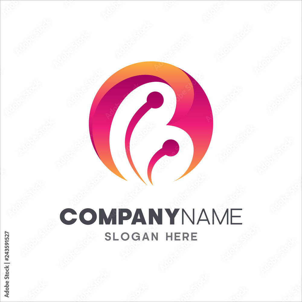 initial letter B technology logo design Stock Vector | Adobe Stock