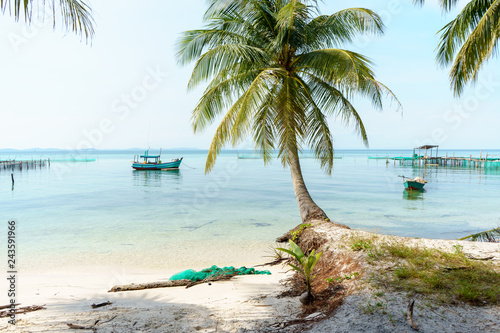 The Starfish beach with palm trees, Phu Quoc island, Vietnam
