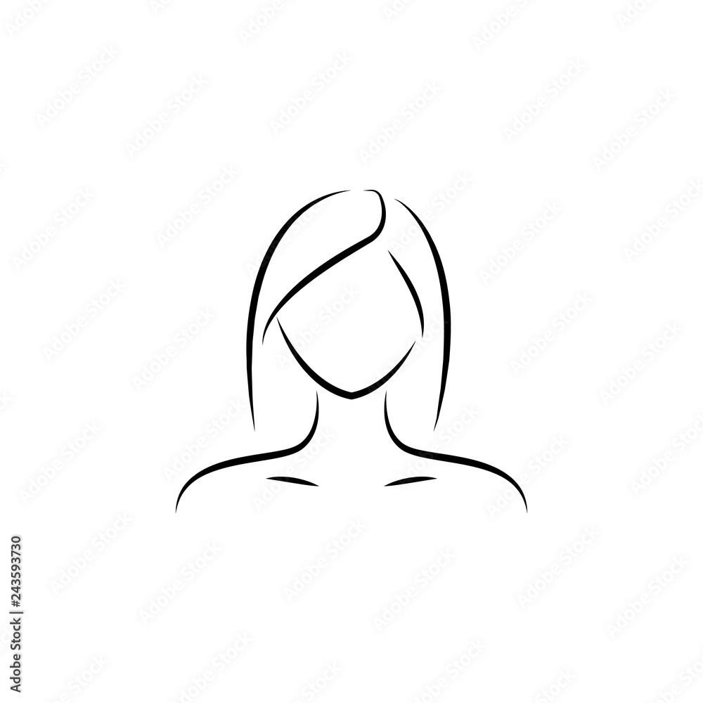 female, care, face hand drawn icon female, care, face hand drawn icon
