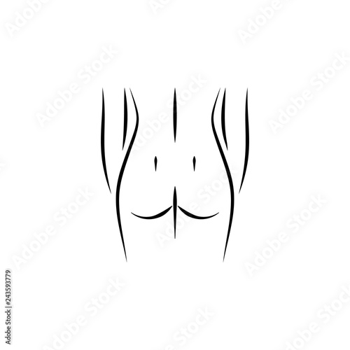  butt, back, female, body hand drawn icon