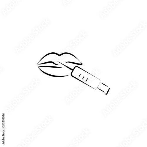 lips, needle, beauty  hand drawn icon