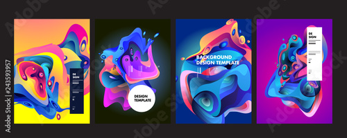 PrintSet of modern abstract vector poster background . Gradient geometric shapes of different colors in space design style. Template ready for use in web or print design