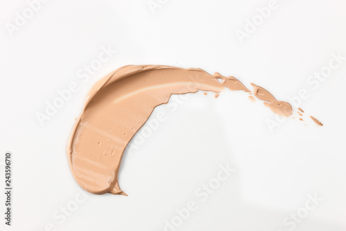 Shades Of Foundation On White Background. Makeup Product Texture.