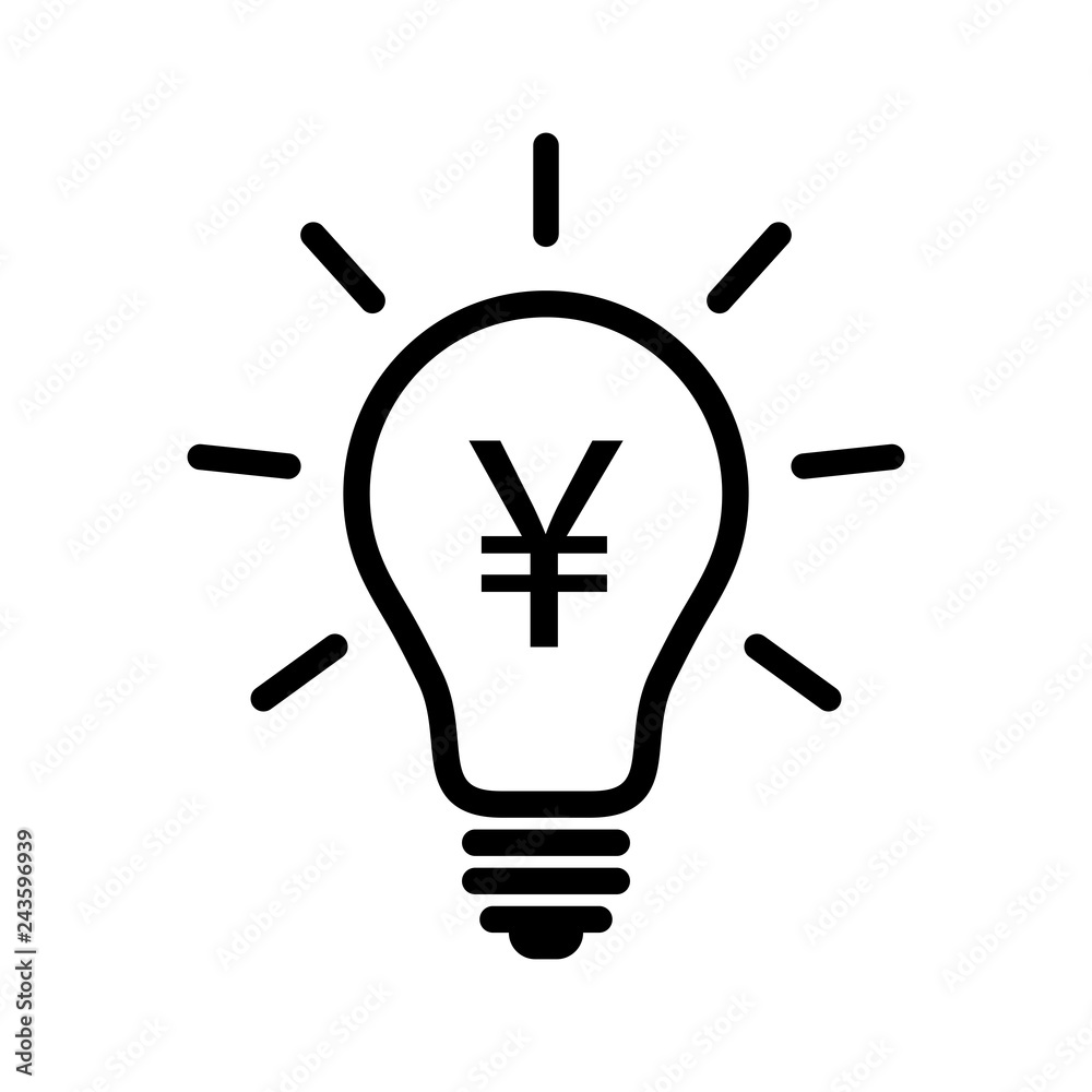 Light bulb with yen, yuan symbol Light bulb with yen, yuan symbol