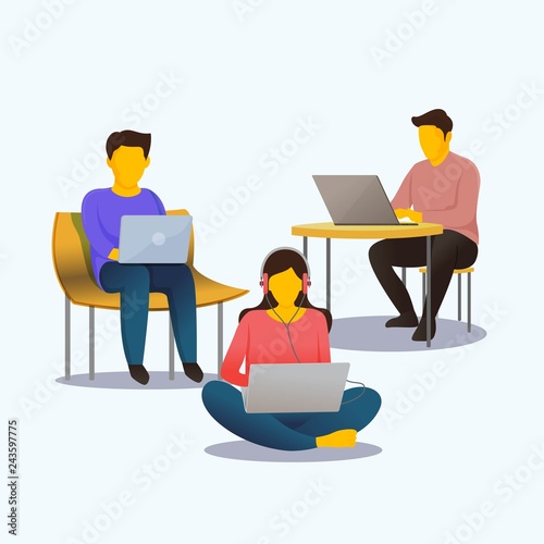 Online shopping concept with character vector illustration