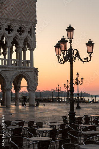Doge's Palace at sunrise in Venice, Italy