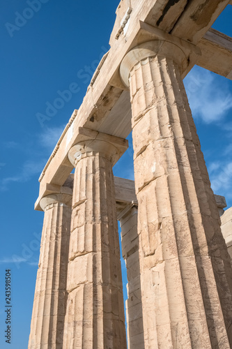 Columns of Parthenon temple in Acropolis, Athens.