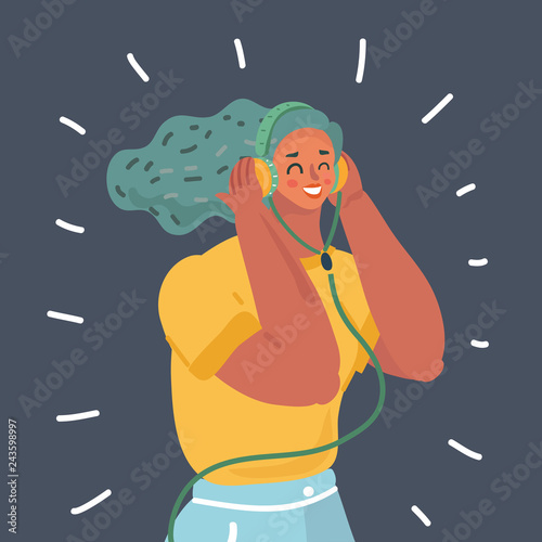 Woman in earphones.