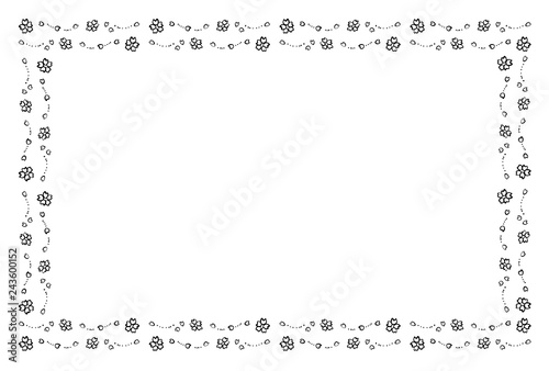 桜のフレーム　手描き　黒1色