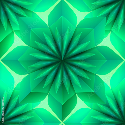 Green seamless paper origami leaves texture. Vector pattern for wrapping paper, fabrics, backgrounds and your creativity.