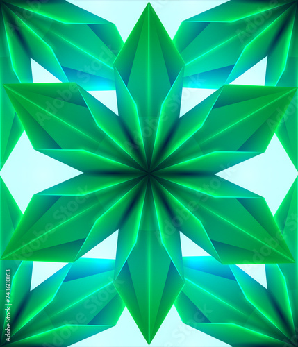 ПечатьGreen seamless paper origami leaves texture. Vector pattern for wrapping paper, fabrics, backgrounds and your creativity.
