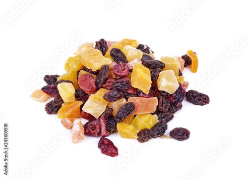 Dried fruits isolated on white background