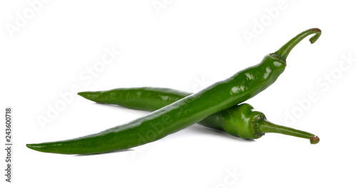 Fotografi Two green pepper isolated on a white background