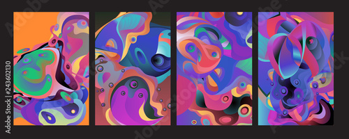Set of modern abstract vector poster background . Gradient geometric shapes of different colors in space design style. Template ready for use in web or print design