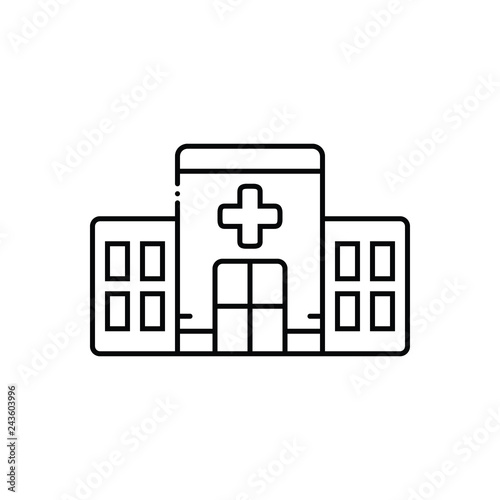 Black line icon for clinic 