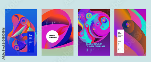 Abstract_shape_curSet of modern abstract vector poster background . Gradient geometric shapes of different colors in space design style. Template ready for use in web or print designve