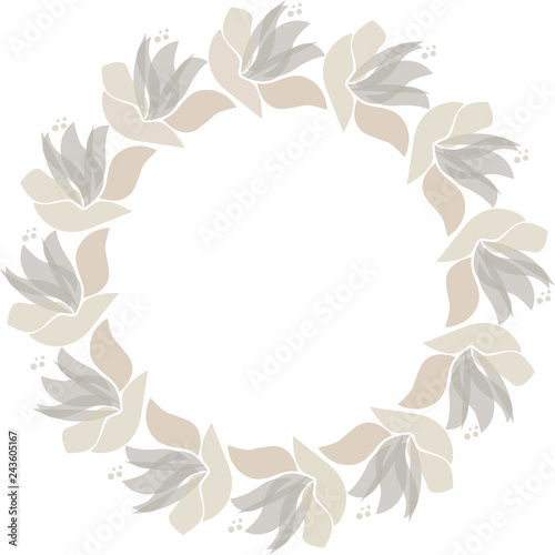 Vector floral circle frame. Scandinavian style illustration