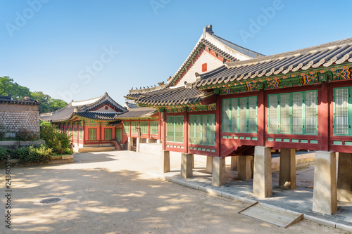 Colorful buildings of Changdeokgung Palace, Seoul, South Korea