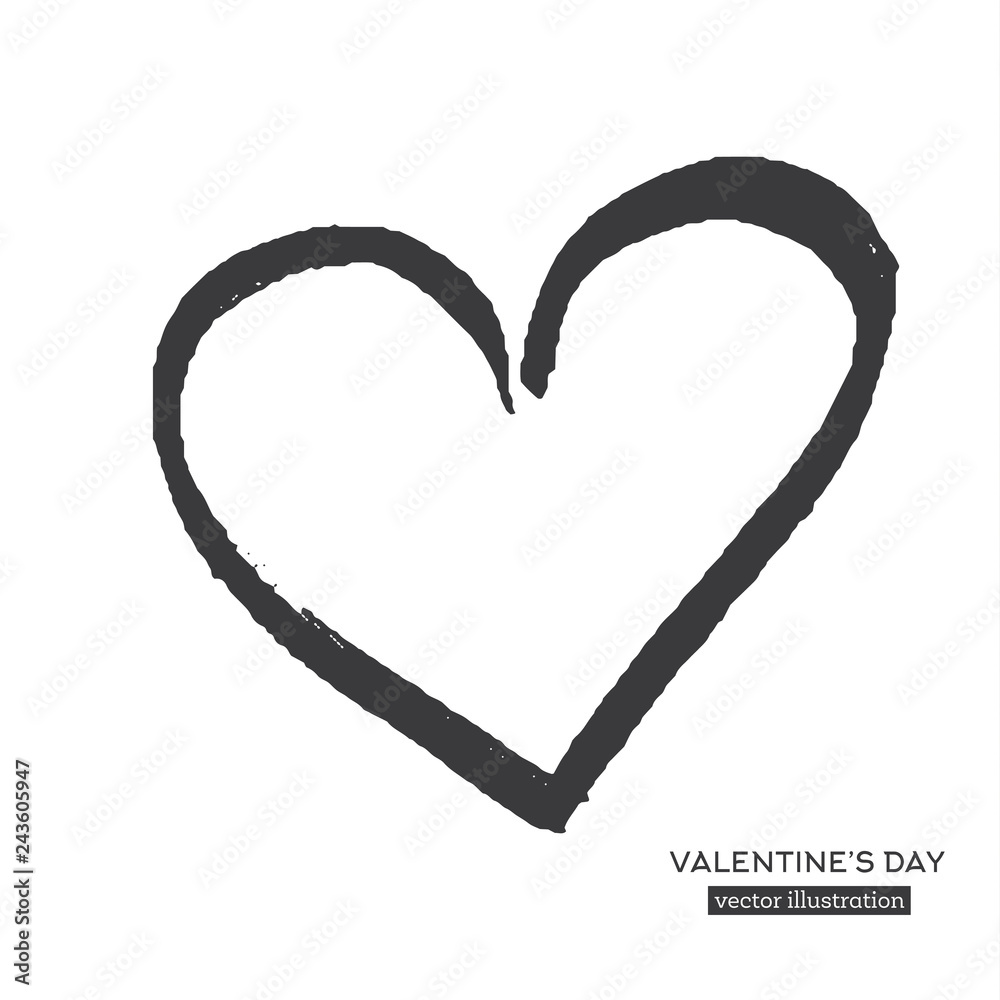 Hand Drawn Calligraphy Heart Isolated on White Background. Hand Drawn Calligraphy Heart Isolated on White Background.